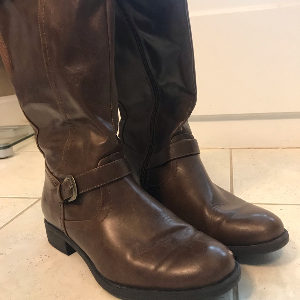 Wear Ever Round Toe Brown Knee High Boot